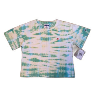 🔥SALE New Champion Girl's Active Short Sleeve Tie Dye T-Shirt Medium green D35